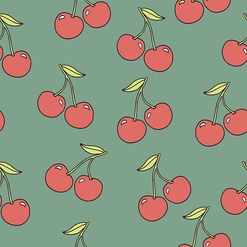 Vector cute outlined cherry illustration seamless repeat pattern kids fashion kitchen print fabric and textile digital artwork 5284175 Vector Art at Vecteezy, Vintage Cherry HD phone wallpaper