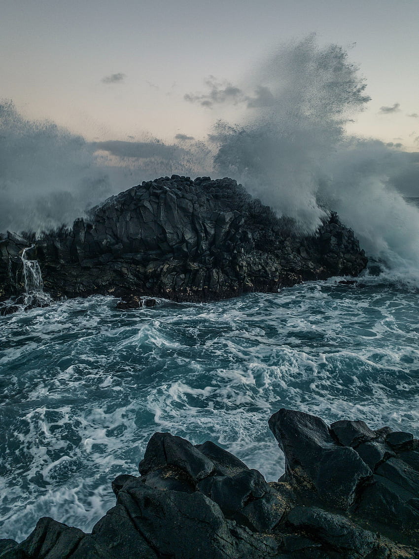 Nature, Water, Sea, Waves, Rocks, Spray, Storm HD phone wallpaper