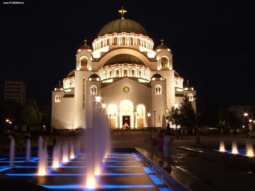 Srbija : Hram Svetog Save noću. Serbia podróże, Belgrad, Najpiękniejsze miasta Tapeta HD