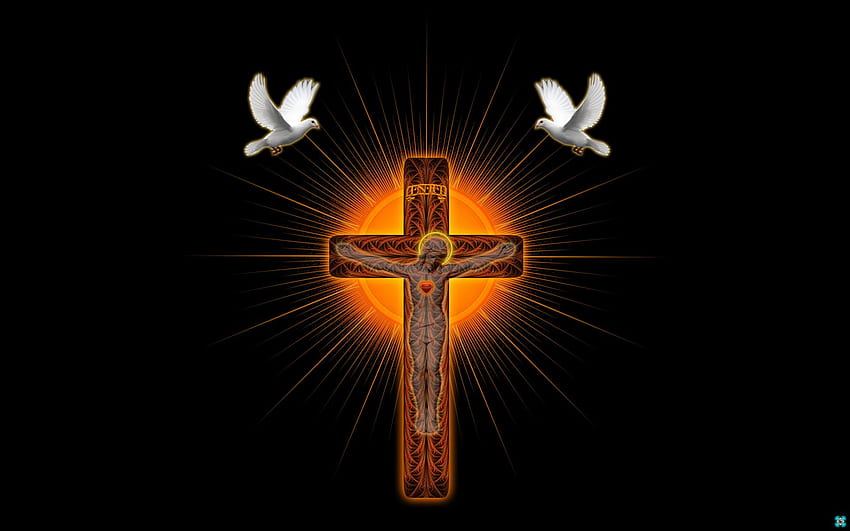 Cross shrine pigeons 3D art religion catholic jesus doves birds symbols .  HD wallpaper | Pxfuel