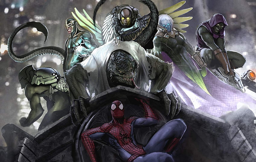 การ์ตูนสไปเดอร์แมน Spider Man ซูเปอร์ฮีโร่แฟนตาซี / และพื้นหลังมือถือ Sinister Six วอลล์เปเปอร์ HD