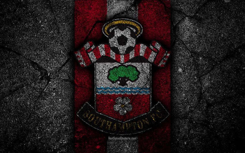Southampton FC, , logo, Premier League, grunge, England, asphalt texture, Southampton, black stone, soccer, football, FC Southampton for with resolution . High Quality HD wallpaper