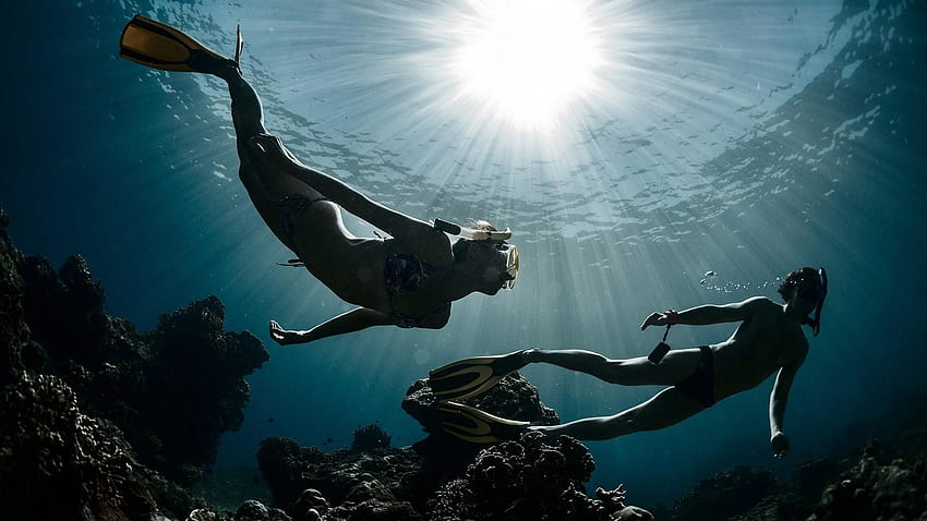 Caça Submarina, Mergulhador em Mar Profundo papel de parede HD