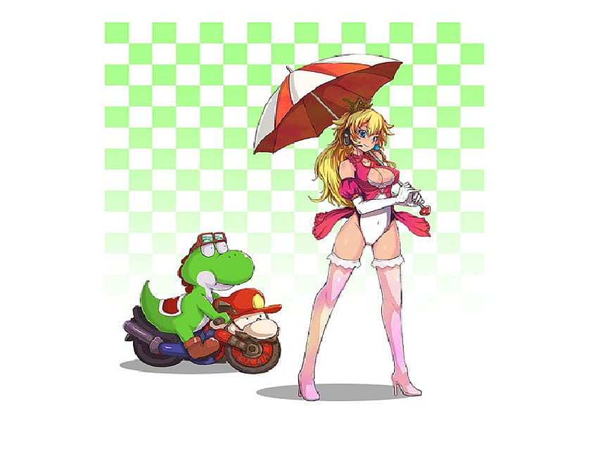 Mario, yoshi, putri persik, video game, sepeda motor Wallpaper HD