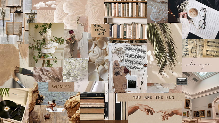 Aesthetic Laptop Collage, Beige Collage HD wallpaper