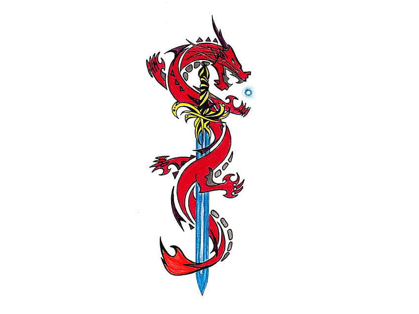 A Japanese Dragon with a Katana Sword Tattoo Stock Vector  Illustration  of angry magic 212757152
