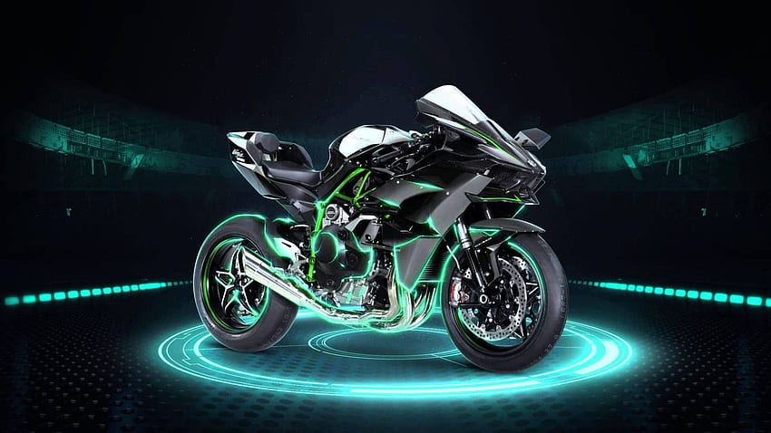 black and green Kawasaki H2R sports bike, motorcycle, Kawasaki Ninja H2R • For You For & Mobile HD wallpaper
