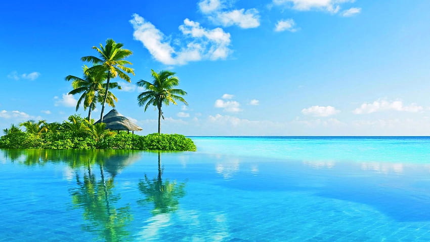 귀여운 아름다운 여행 여름 푸른 바다 섬 HD 월페이퍼
