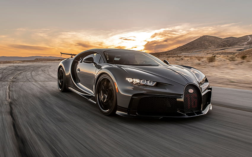 2022, Bugatti Chiron Pur Sport, , tampak depan, eksterior, hypercar hitam, Chiron hitam baru, mobil mewah, mobil sport, Bugatti Wallpaper HD