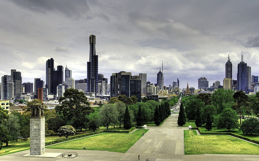 도시, 자연, 건물, 공원, 고층 빌딩, 산책, 잘생겼다, 아름답다, 호주, 멜버른 HD 월페이퍼