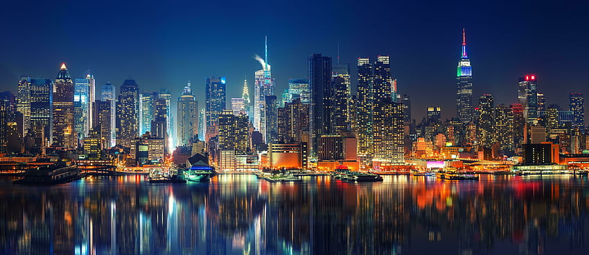 Kota New York, pemandangan malam, menara tinggi Wallpaper HD