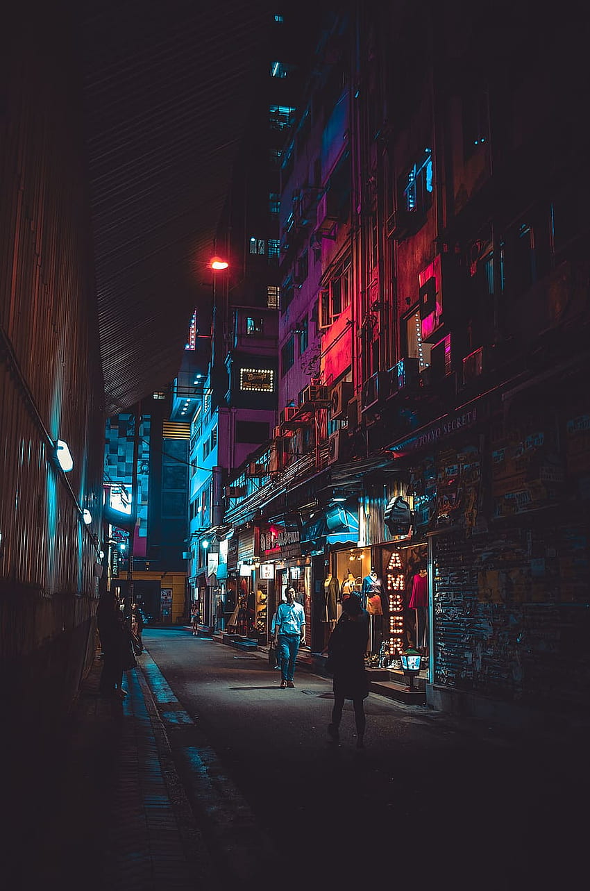 : Mann zu Fuß auf der Straße, Stadt, Nacht, Licht, Hongkong, China, Reisen, China Street HD-Handy-Hintergrundbild