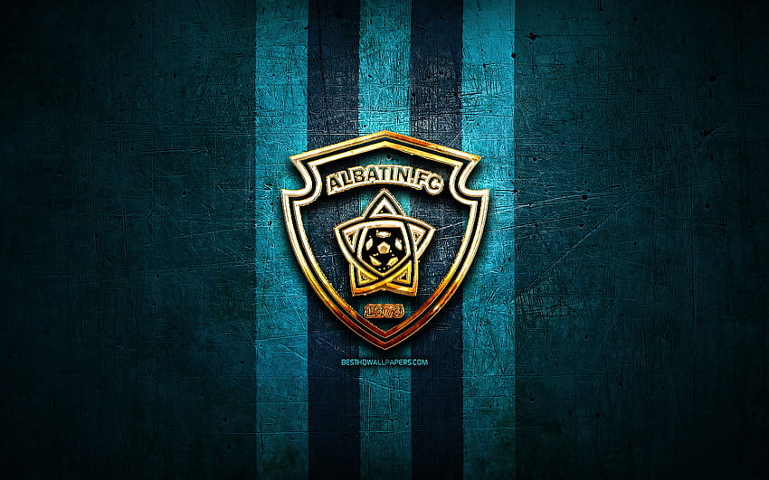 Al Batin FC, logotipo dorado, Liga profesional saudí, de metal azul, fútbol, ​​club de fútbol saudí, logotipo de Al Batin, fútbol, ​​Al-Batin FC fondo de pantalla