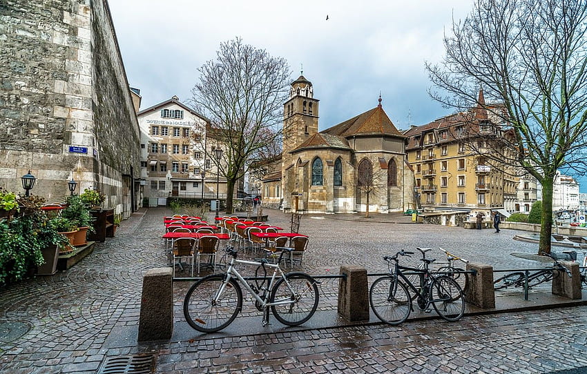 la ciudad, calle, edificio, Suiza, calle, bicicletas, pueblo, bicicletas, ciudad vieja para, sección город fondo de pantalla