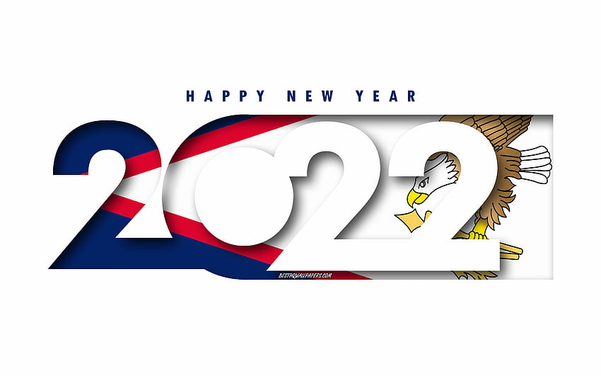 Happy New Year 2022 American Samoa, white background, American Samoa 2022, American Samoa 2022 New Year, 2022 concepts, American Samoa HD wallpaper