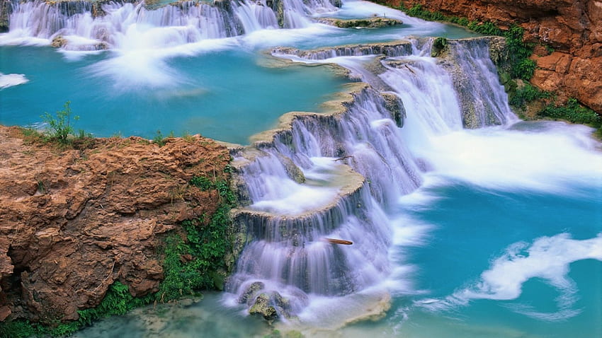Wasserfall, Landschaft, schöne, blaue Natur HD-Hintergrundbild