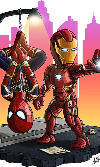 Wallpaper 4k Chibi Iron Man And Spiderman Wallpaper