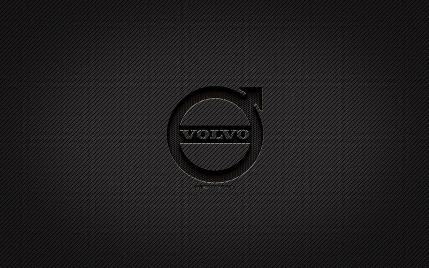 Volvo carbon logo, , grunge art, carbon background, creative, Volvo black logo, cars brands, Volvo logo, Volvo HD wallpaper