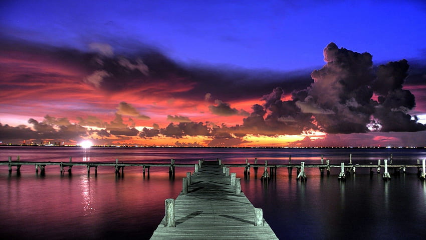 Nature, Sunset, Sky, View, Wharf, Berth HD wallpaper