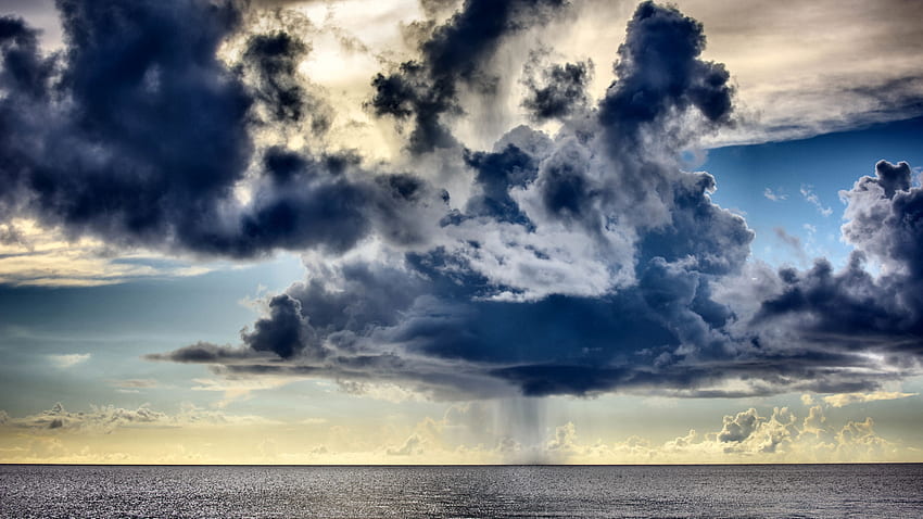 Rain Over the Ocean F, sea, rain, graphy, beautiful, wide screen, clouds, sky, , ocean HD wallpaper