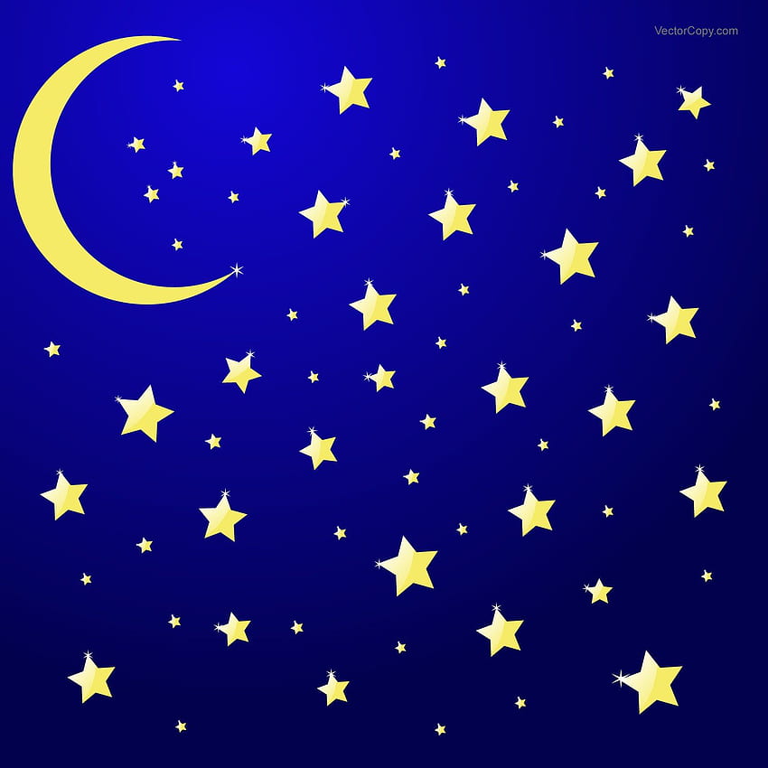 Animated Night Sky, Moon and Stars Cartoon HD phone wallpaper