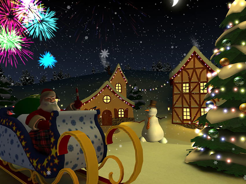 3-D Christmas, holidays, xmas, christmas, santa HD wallpaper