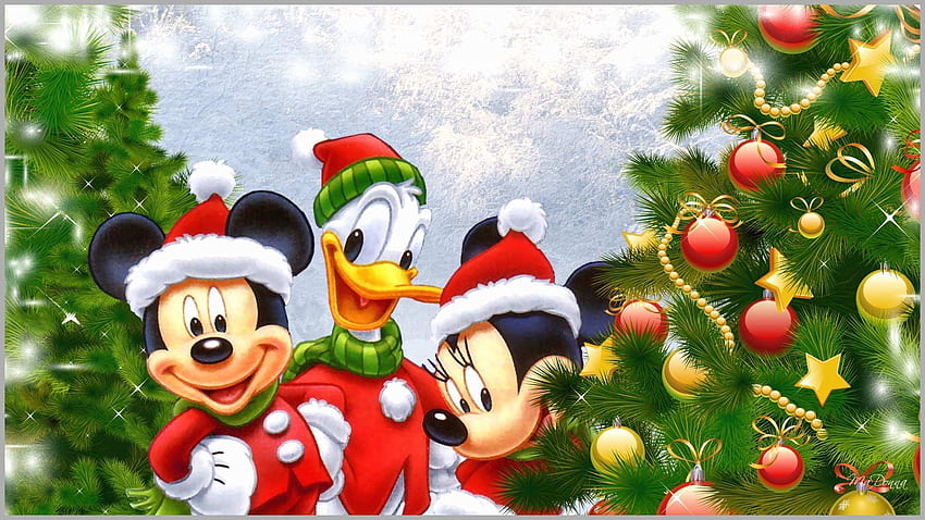 ミッキーとミニー マウスの素晴らしいビデオ。 ベストオブ、キュートなディズニークリスマス 高画質の壁紙