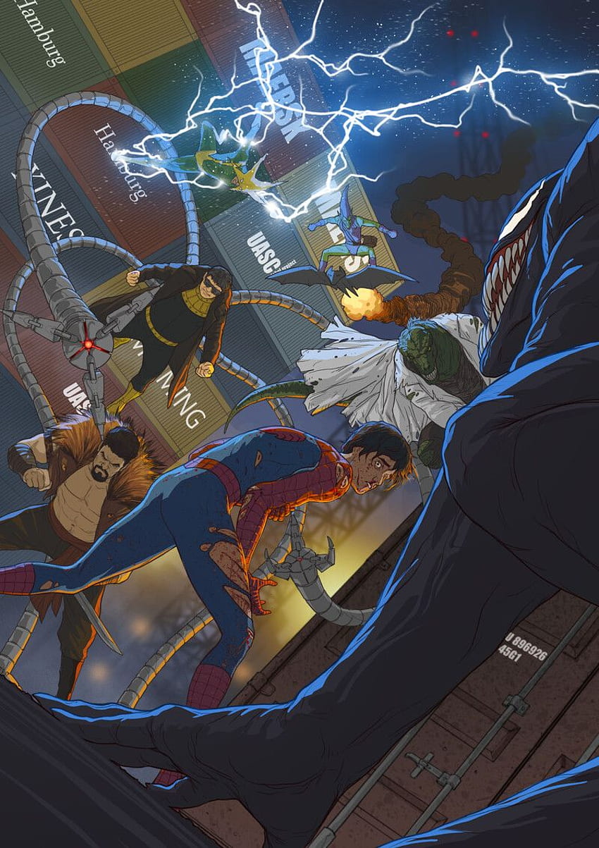 マディベク・ムサベコフ スパイダーマンとシニスター・シックス. 壮観なスパイダーマン、スパイダーマン、マーベル HD電話の壁紙