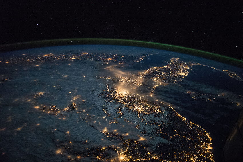 Grafik luar angkasa planet Bumi pada malam hari, Bumi di Malam Hari Dari Luar Angkasa Wallpaper HD