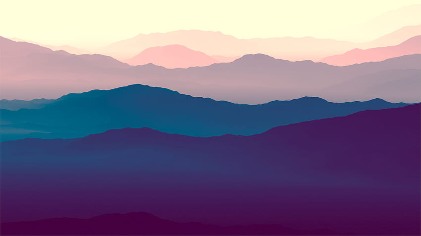 Purple Mountains Minimal, Neon Purple Mountain HD wallpaper