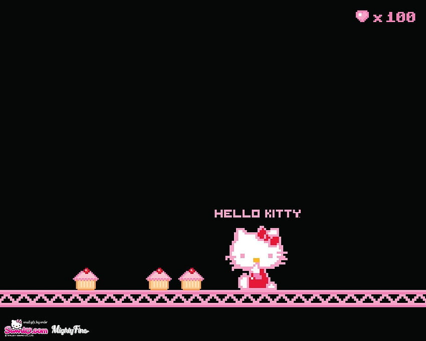 rosa e nero Hello Kitty, Hello Kitty bianco e nero Sfondo HD