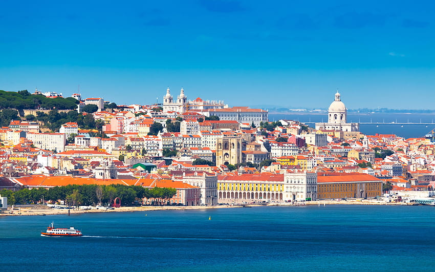 Lisboa, Portugal, 4к, capital, Тахо, Europa Occidental, ciudad vieja, verano para con resolución . Alta calidad fondo de pantalla