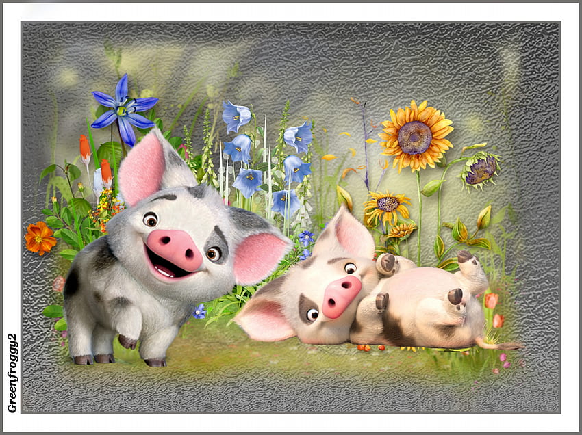 PIGGY'S AT PLAY, ART, PIGS, CUTE, ABSTRACT HD wallpaper