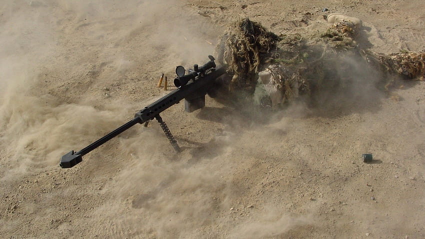scope, sand, military, desert, snipers, sniper, ghillie suit, bipod, firearms, M107 HD wallpaper
