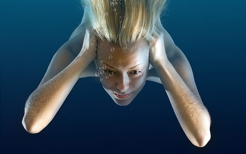 Girl, Under, Water, Immersing, Blonde, Bubble, background, , – Get, Cool Girl Water HD wallpaper