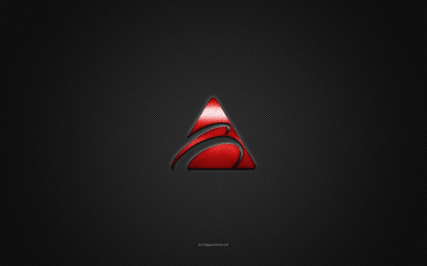 Logo Biostar, logo rouge brillant, emblème en métal Biostar, texture en fibre de carbone grise, Biostar, marques, art créatif, emblème Biostar Fond d'écran HD