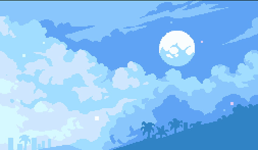 Down the color wheel with Merrigo. Pixel art landscape, Pixel art background, art, Blue Pastel Aesthetic Anime HD wallpaper