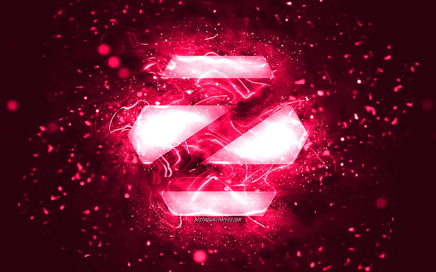 Zorin OS pink logo, , pink neon lights, Linux, creative, pink abstract background, Zorin OS logo, OS, Zorin OS HD wallpaper