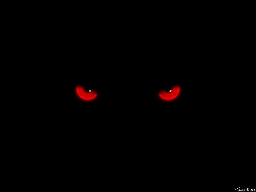 赤い目の黒いオオカミ、血まみれの目 高画質の壁紙