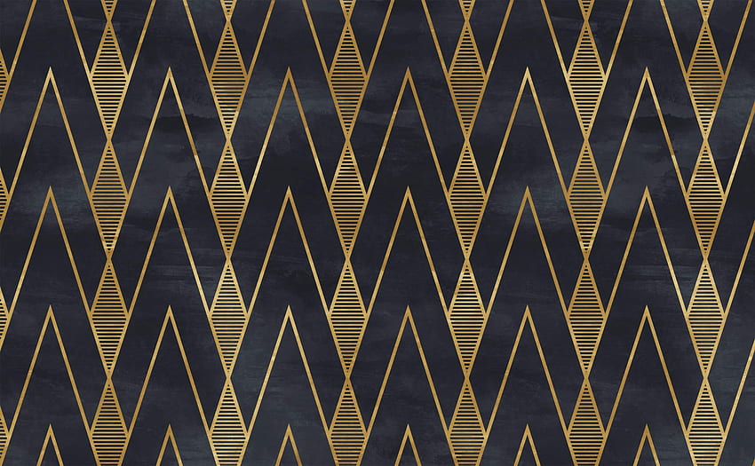 Gold diamond chevron motif art deco Pattern for Walls. Ellington Suite, Black and Gold Chevron HD wallpaper