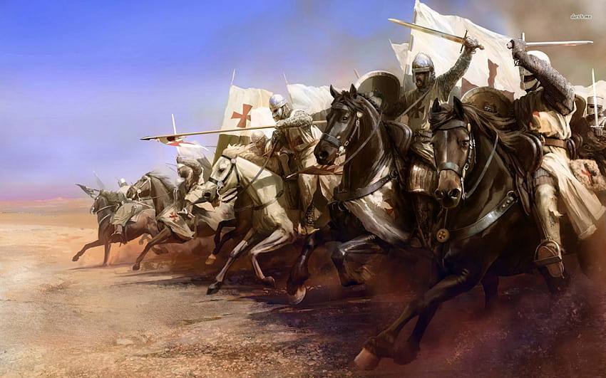 Ritter im Krieg, Ritter, Pferd, Ansturm, Krieg HD-Hintergrundbild