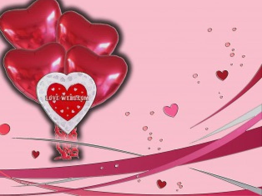 Red Heart Balloons, hearts, balloons, swirls, love HD wallpaper
