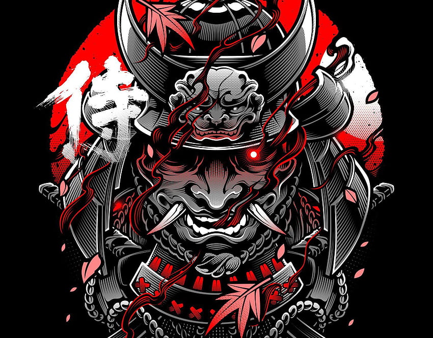 Tattoo of Samurai, Asian, Kabuto