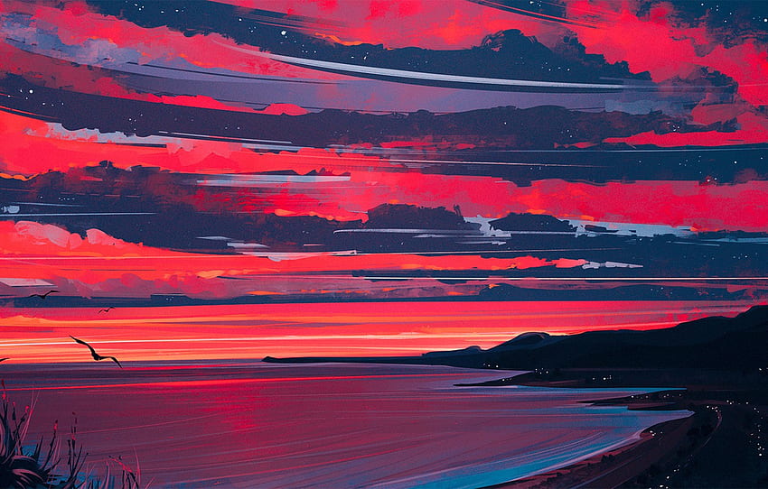 Nature, Clouds, Sea, Figure, Shore, Heaven, Art, Aenami, by Aenami ...