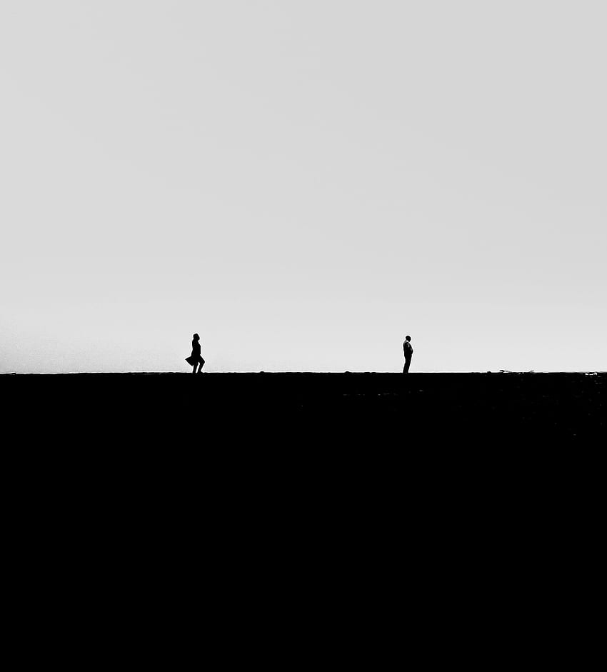 People, Silhouettes, Minimalism, Bw, Chb, Black And White, Black-And-White HD phone wallpaper