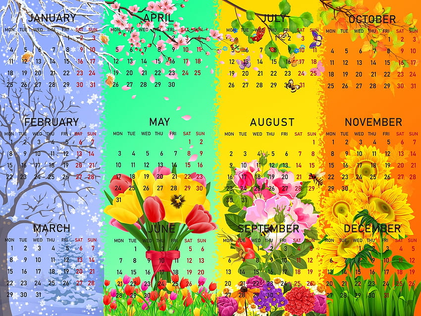 Happy New Year 2022, 2022, Calendar, 4 Seasons, Happy New Year, Year HD wallpaper