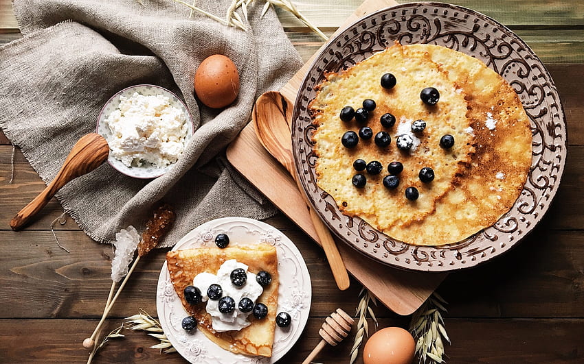Crepes, breakfast, food, pancakes HD wallpaper