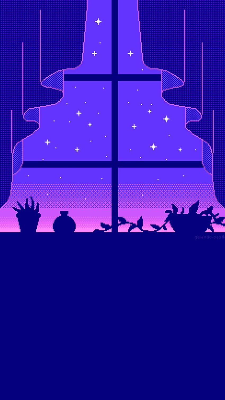 Púrpura del pixel de Kawaii, arte del pixel de Kawaii fondo de pantalla del teléfono