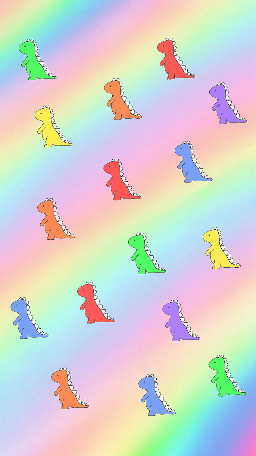Colorful dino dinosaur, aesthetic, colorful dino, girly, rainbow ...