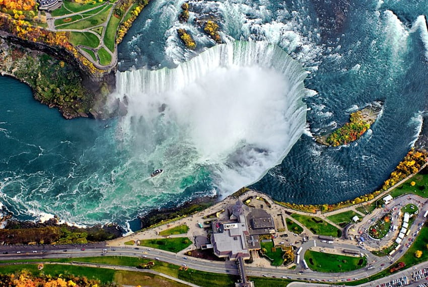 Niagara Falls, Aerial View, แคนาดา, สหรัฐอเมริกา, น้ำตก, สวยงาม, แม่น้ำ, การท่องเที่ยว วอลล์เปเปอร์ HD